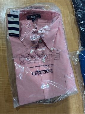 Lands' End Men’s Pink Button-Down Casual Shirt